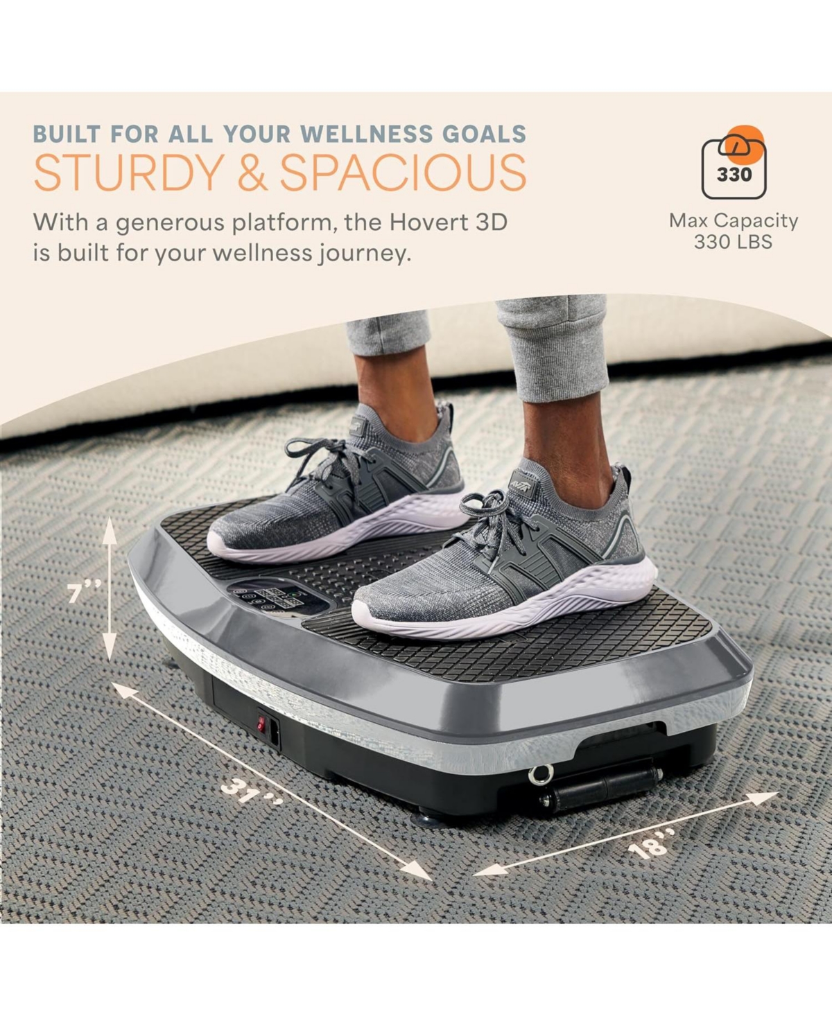 Lifepro Hovert 3D Heavy Duty Vibration Plate Machine – Sturdy Dual Motor Platform with Lateral & 3D Motion – Full Body Workout for Stren