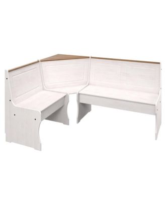 Solid Pine Corner Dining Booth in Distressed White