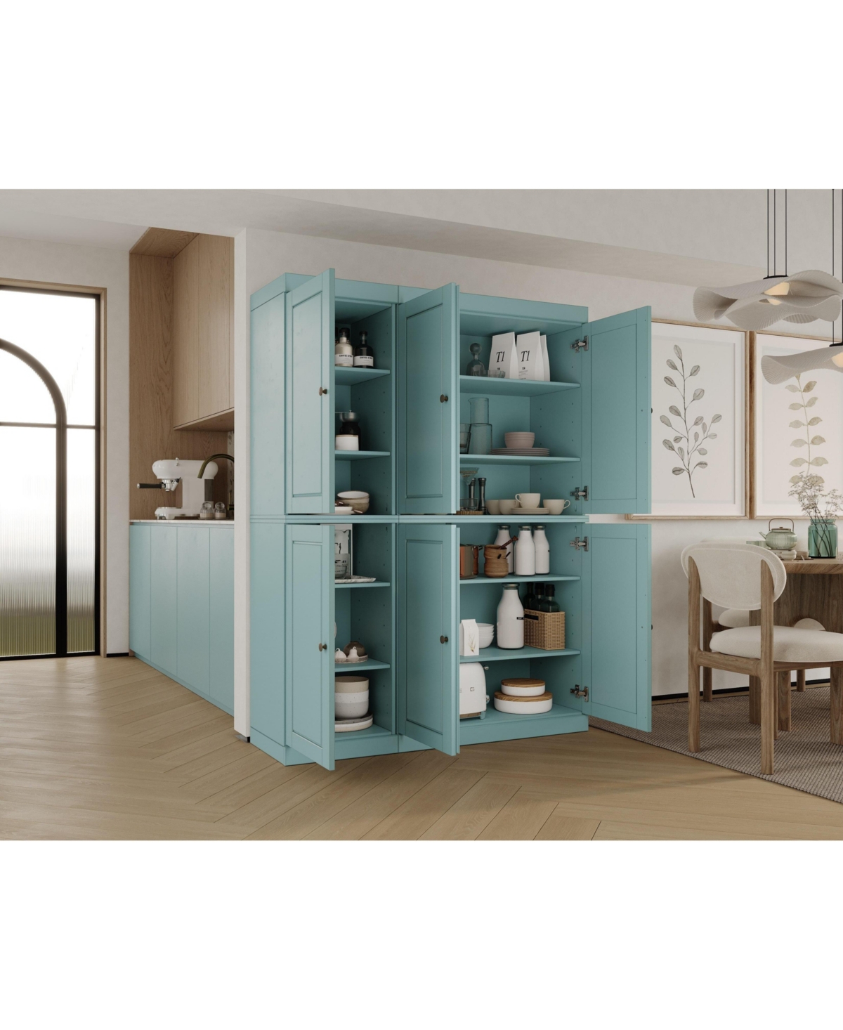 Palace Imports 100% Solid Wood 48.5" Pantry Cabinet with Raised Panel Doors & Adjustable Shelves