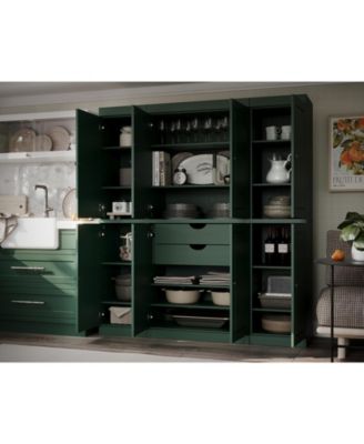 100% Solid Wood Pantry Cabinet, Shaker Doors, 2 Drawers, Adjustable Shelves, 65" Wide, 71.5" Tall