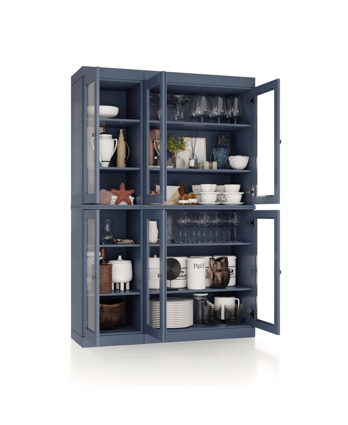 Palace Imports 100% Solid Wood 48.5" Pantry China Cabinet with Clear Glass Doors & Adjustable Shelves