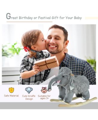 Kids Rocking Horse, Mammoth Shaped Ride on Horse with Realistic Sound