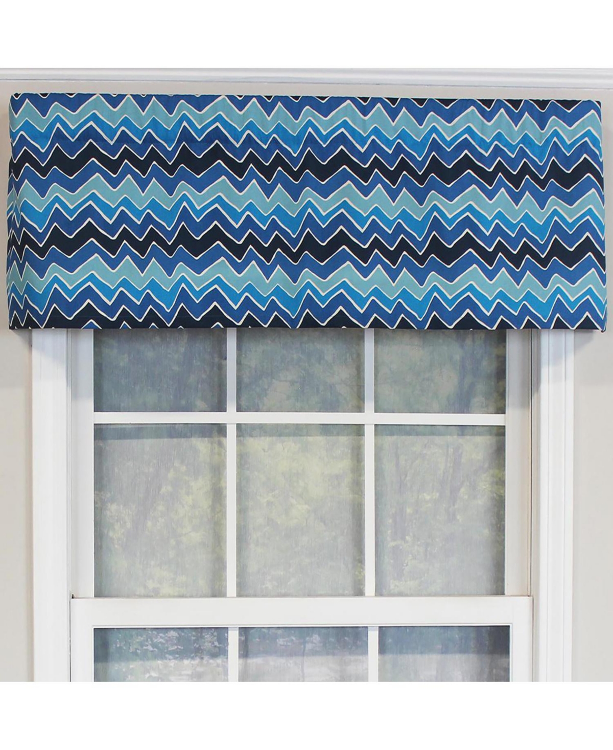 Rlf Home See Saw Tailored 100% Cotton with Fully Lined 3" Rod Pocket Valnance for Windows 50" x 14" Blue