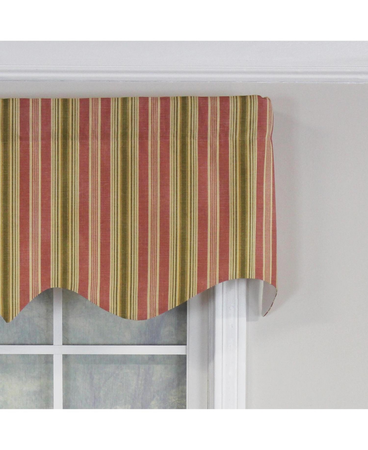 Rlf Home Dell Stripe Regal 100% Cotton with Fully Lined 3" Rod Pocket Valnance for Windows 50" x 17" Watermelon