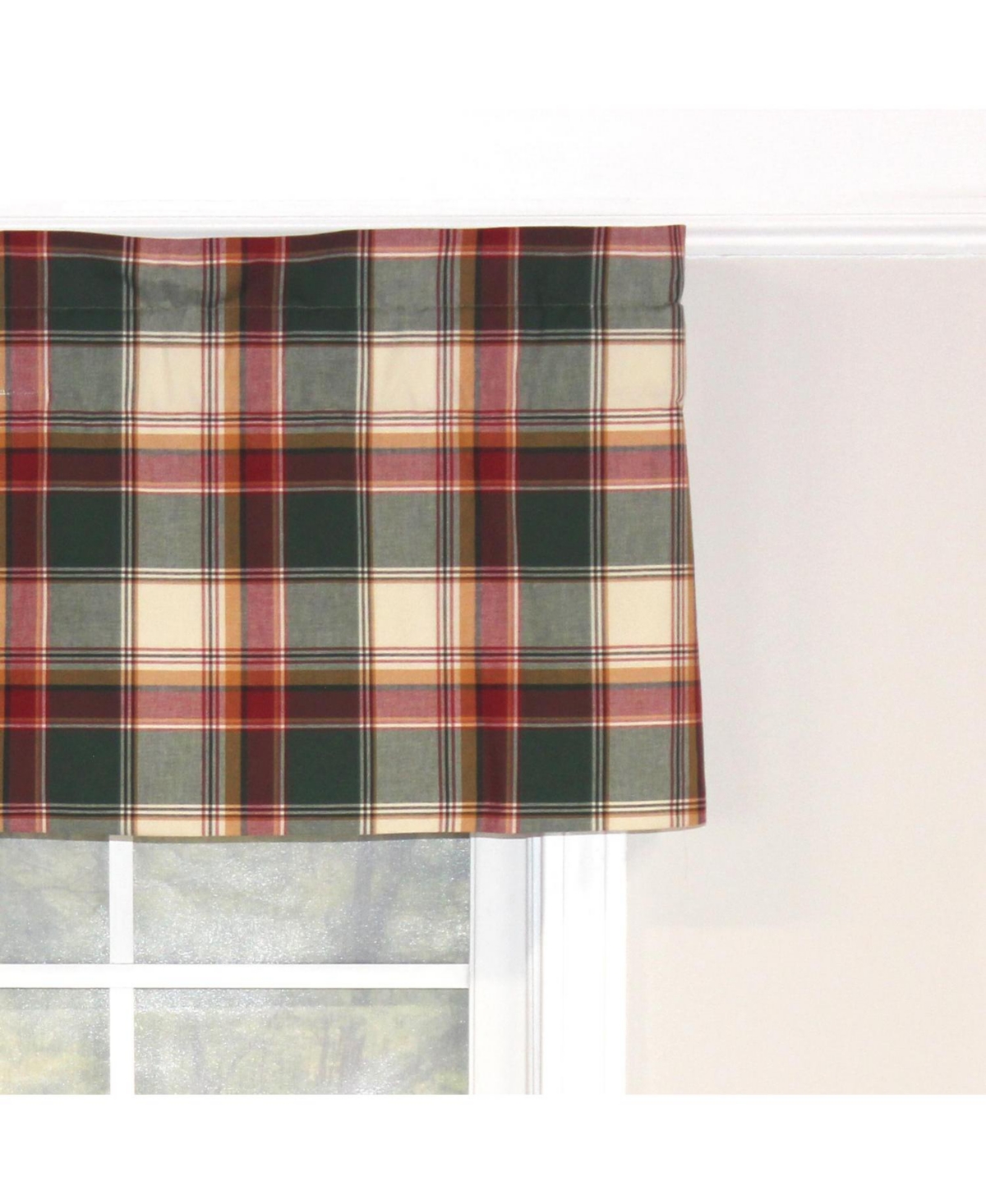 Rlf Home Cabin Plaid Tailored 100% Cotton with Fully Lined 3" Rod Pocket Valnance for Windows 50" x 14" Forest
