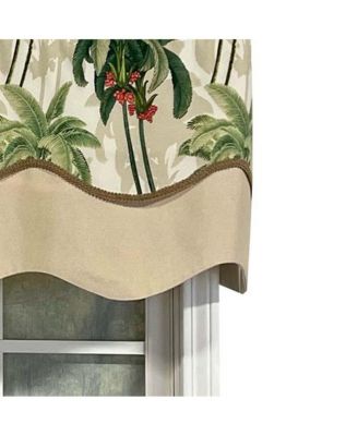 Shadow Gimp Trim Detail Printed Palm Glory High Quality Valance 3" Rod Pocket 50" x 16" Aloe Green