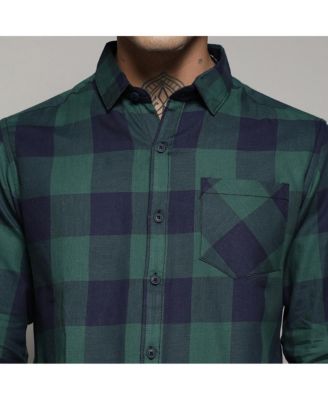 Men's Navy Blue & Forest Green Buffalo Check Shirt