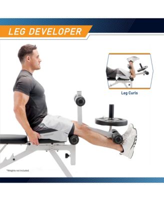 Marcy Powder Coated Steel Home Gym Multipurpose Adjustable Weight Bench, White