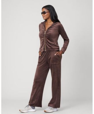 Women's Ruched Zip-Up Velour Set