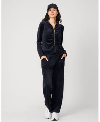 Women's Ruched Zip-Up Velour Set