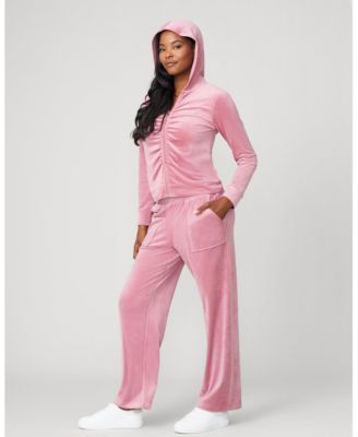 Women's Ruched Zip-Up Velour Set