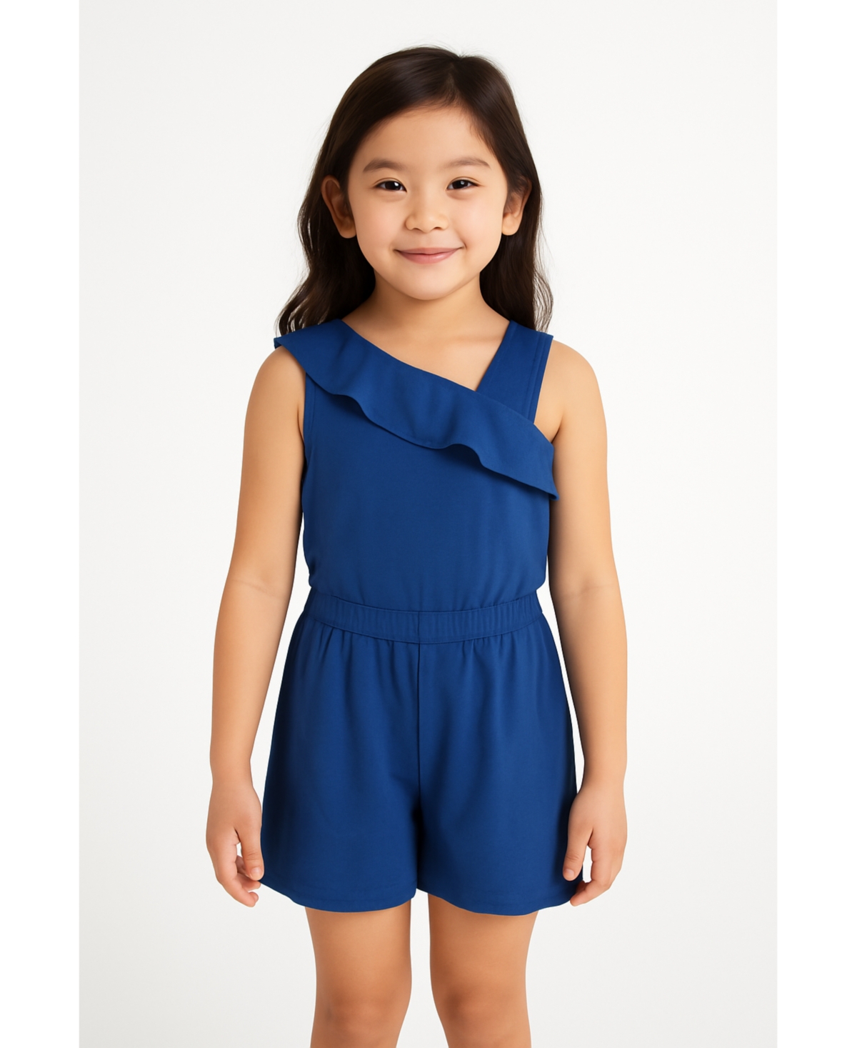 Mixed Up Clothing Girls Asymmetric Ruffle Cozy Shorts Romper