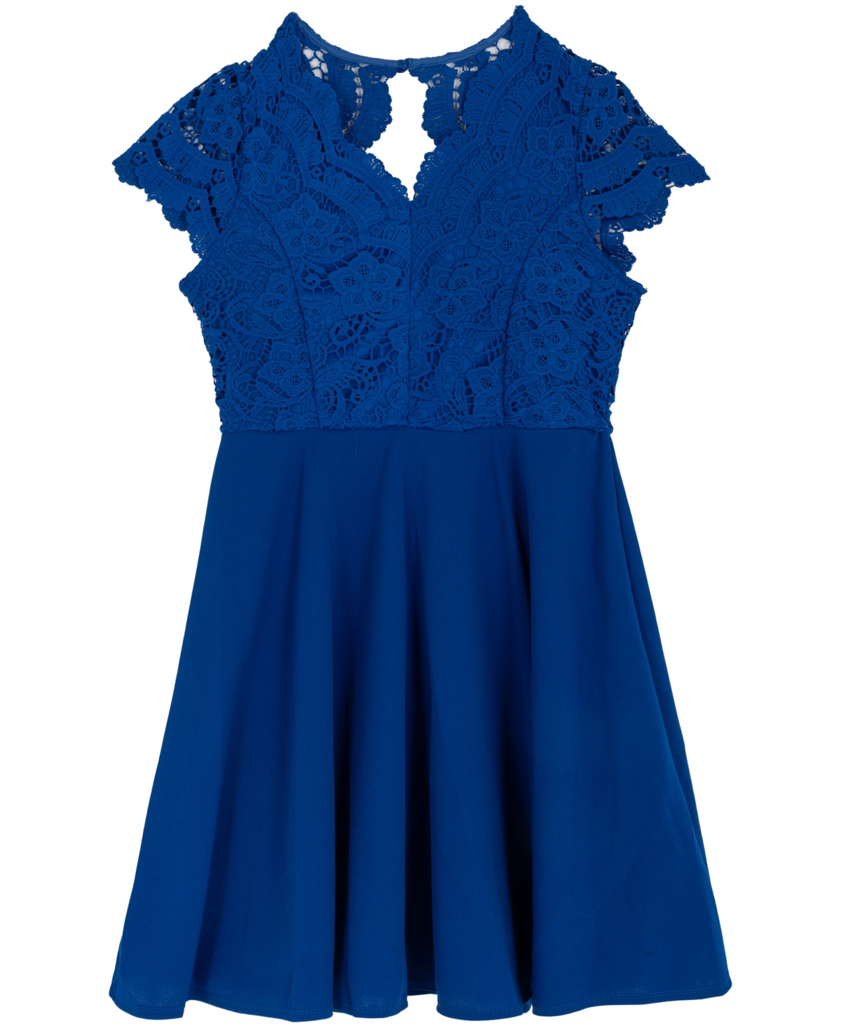 Rare Editions Girls 7-16 Lace and Scuba Crepe Skater Short-Sleeve Dress