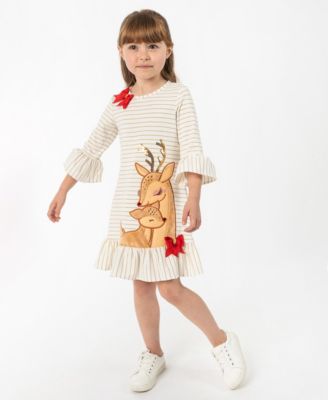 Rare Editions - Girls 2T-6X Round Neck Sequin Striped Dress