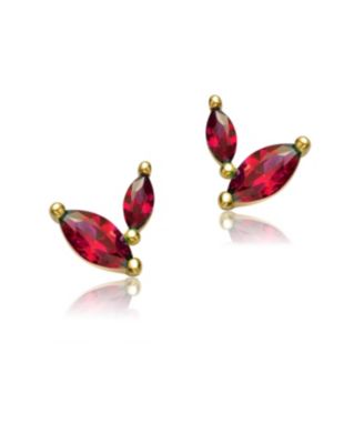 Kids 14k Gold Plated Colored Cubic Zirconia Fern Leaf Earrings