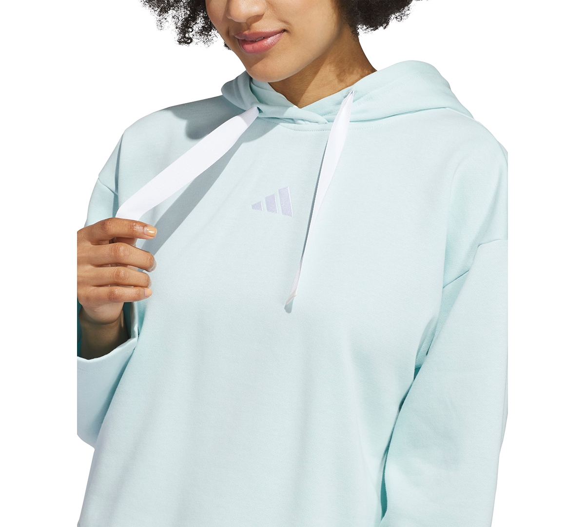 Adidas Originals Adidas Crop Fleece Hoodie In Blue