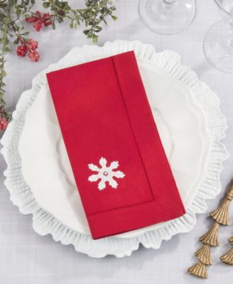 Embr'D Snowflake Hemstitch Napkin, Set of 6