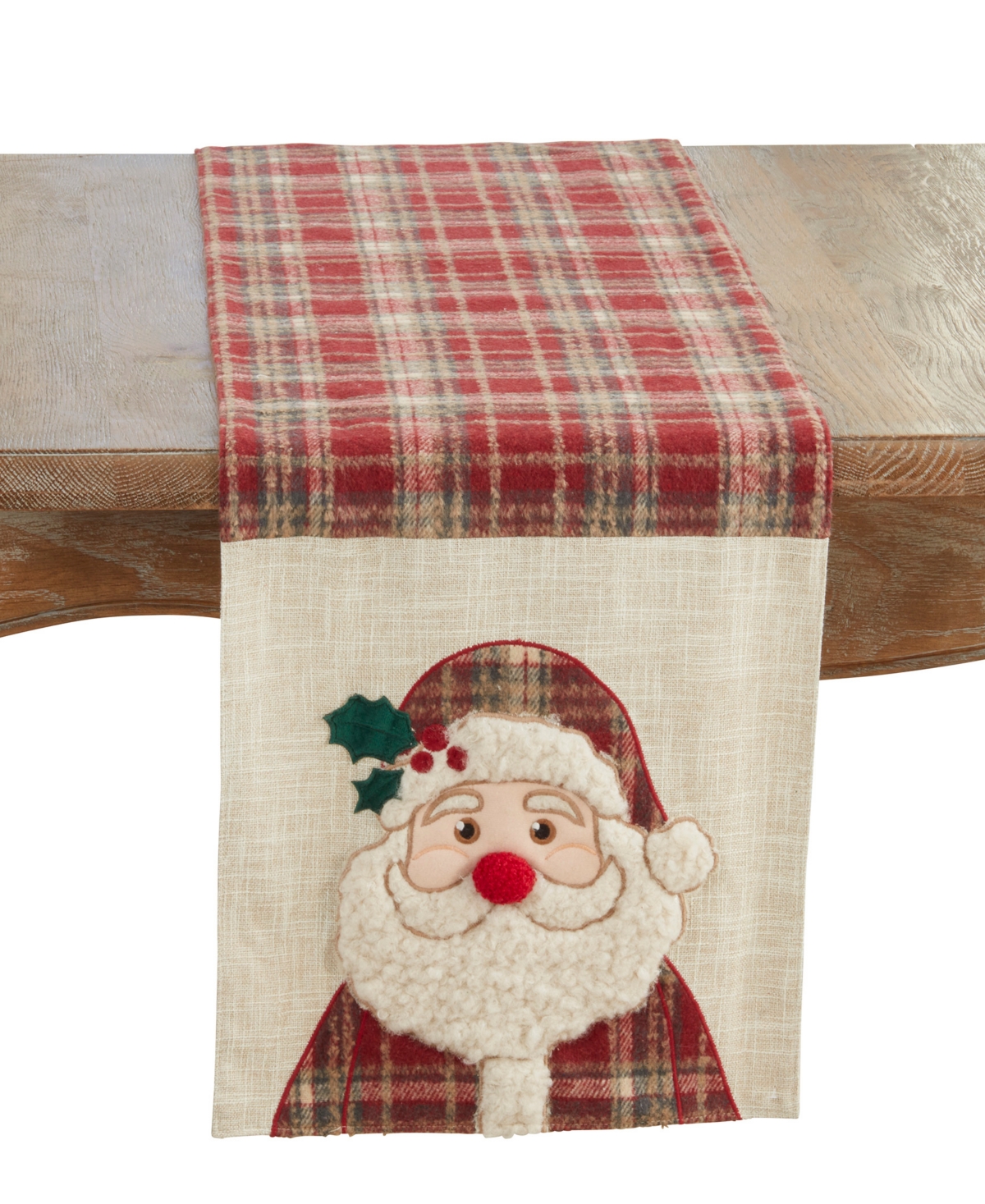 Saro Lifestyle Plaid Santa Table Runner, 13" x 72"