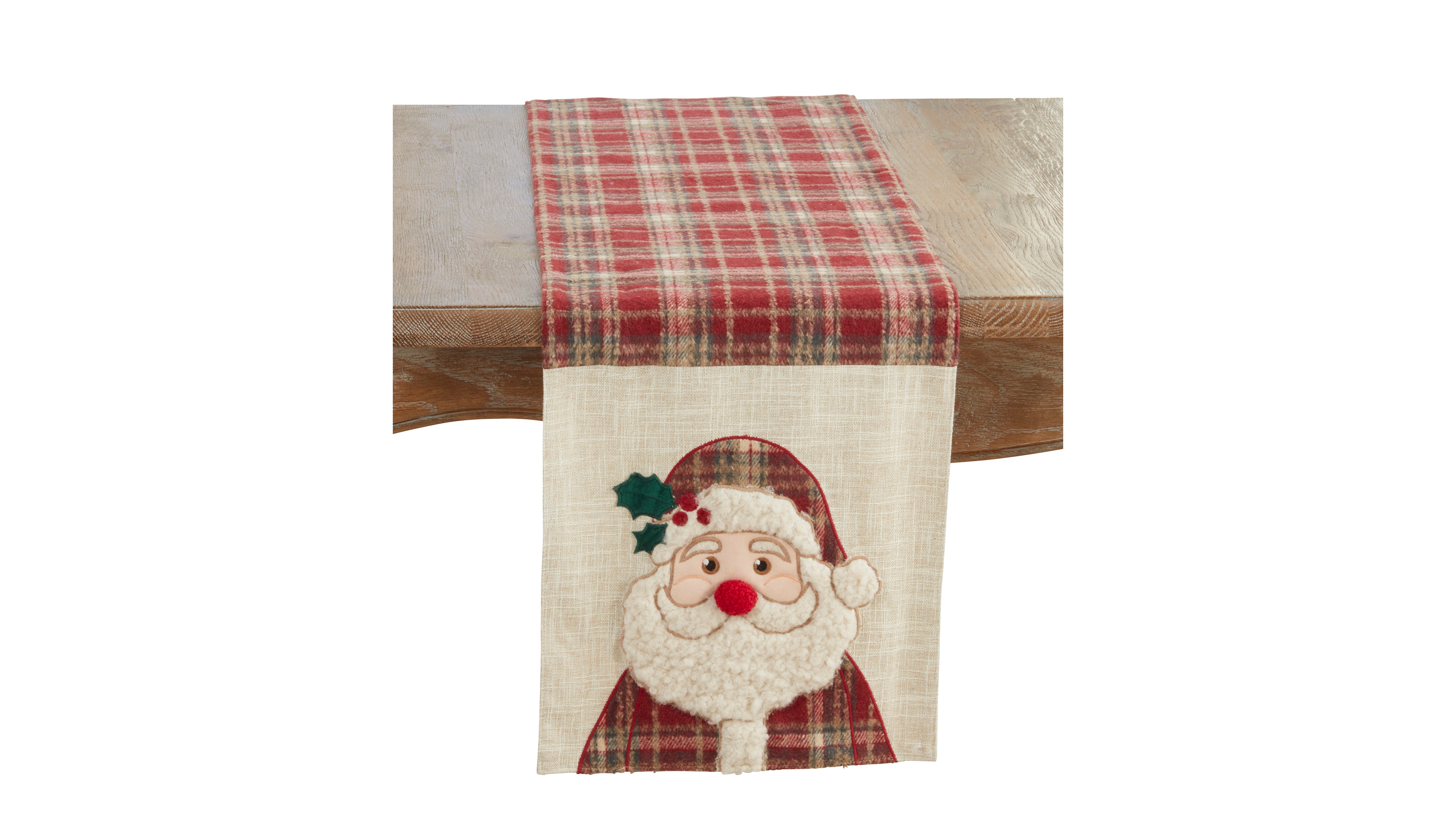 Saro Lifestyle Plaid Santa Table Runner, 13" x 72"