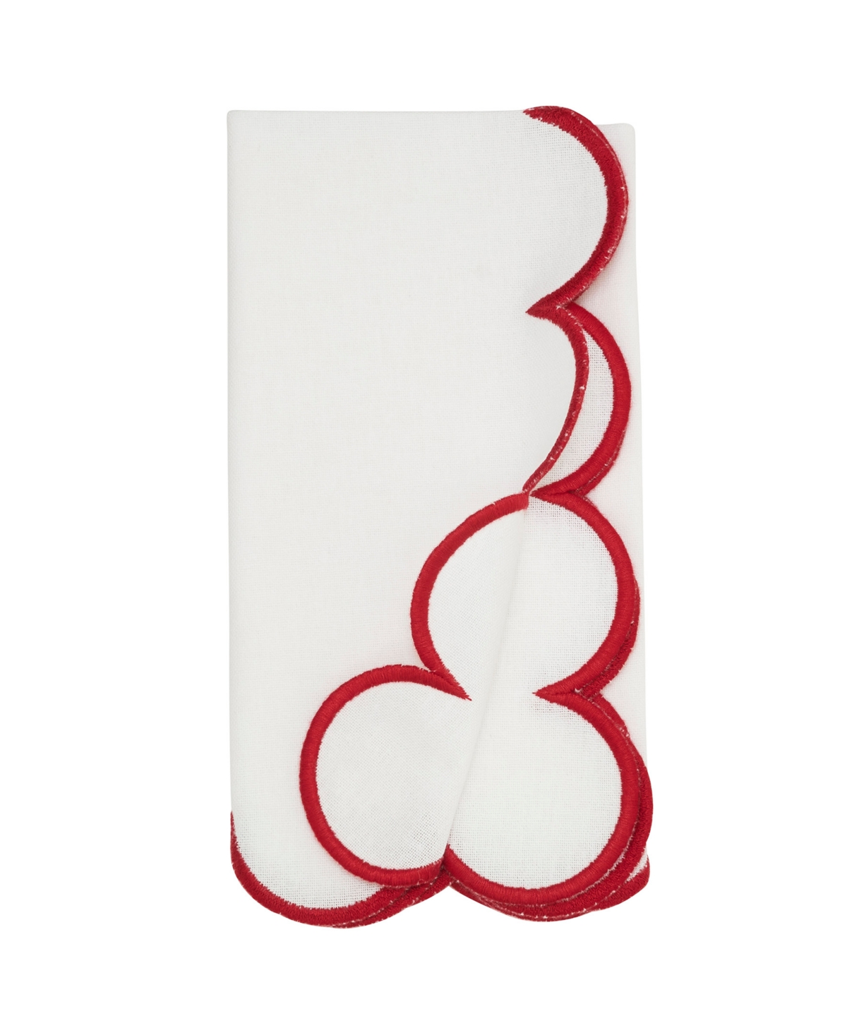 Saro Lifestyle Scalloped Hem Napkin, Set Of 4 In Red