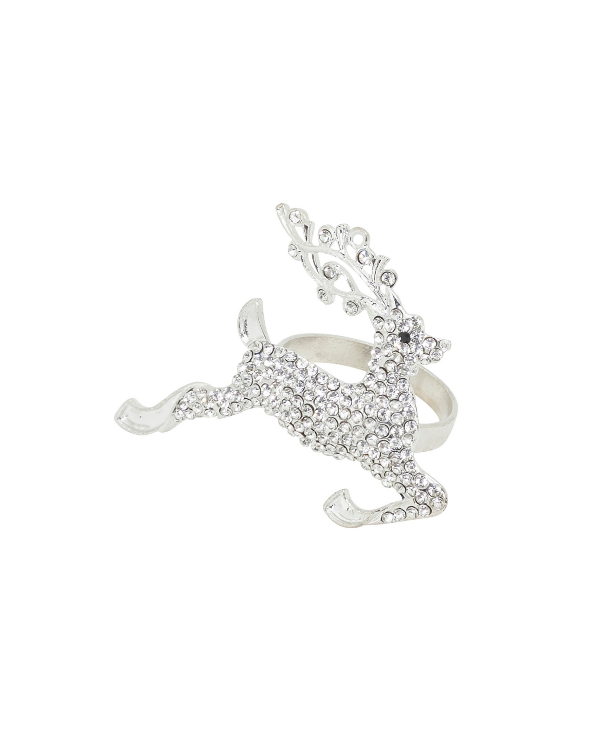 Saro Lifestyle Beaded Reindeer Napkin Ring, Set Of 4 In Silver