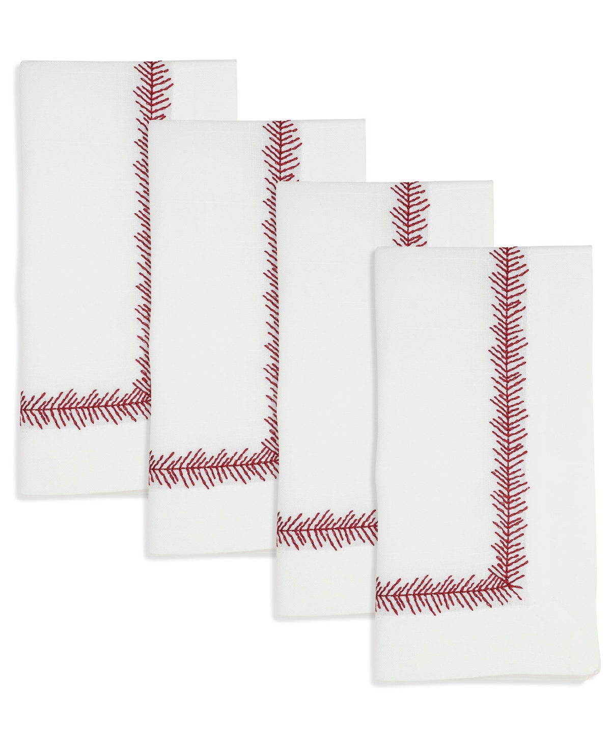 Saro Lifestyle Embroidered Border Table Napkin, Set Of 4 In Red