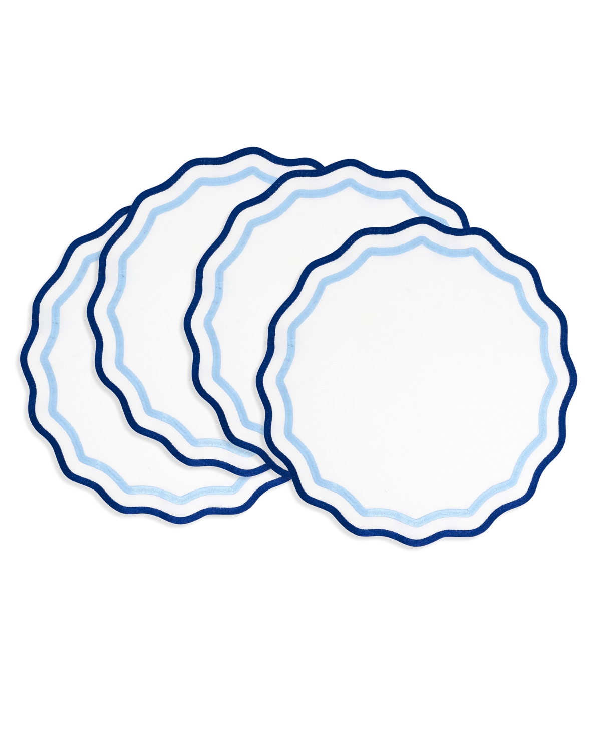 Saro Lifestyle Eco Scallop Border Placemat, Set Of 4 In Blue