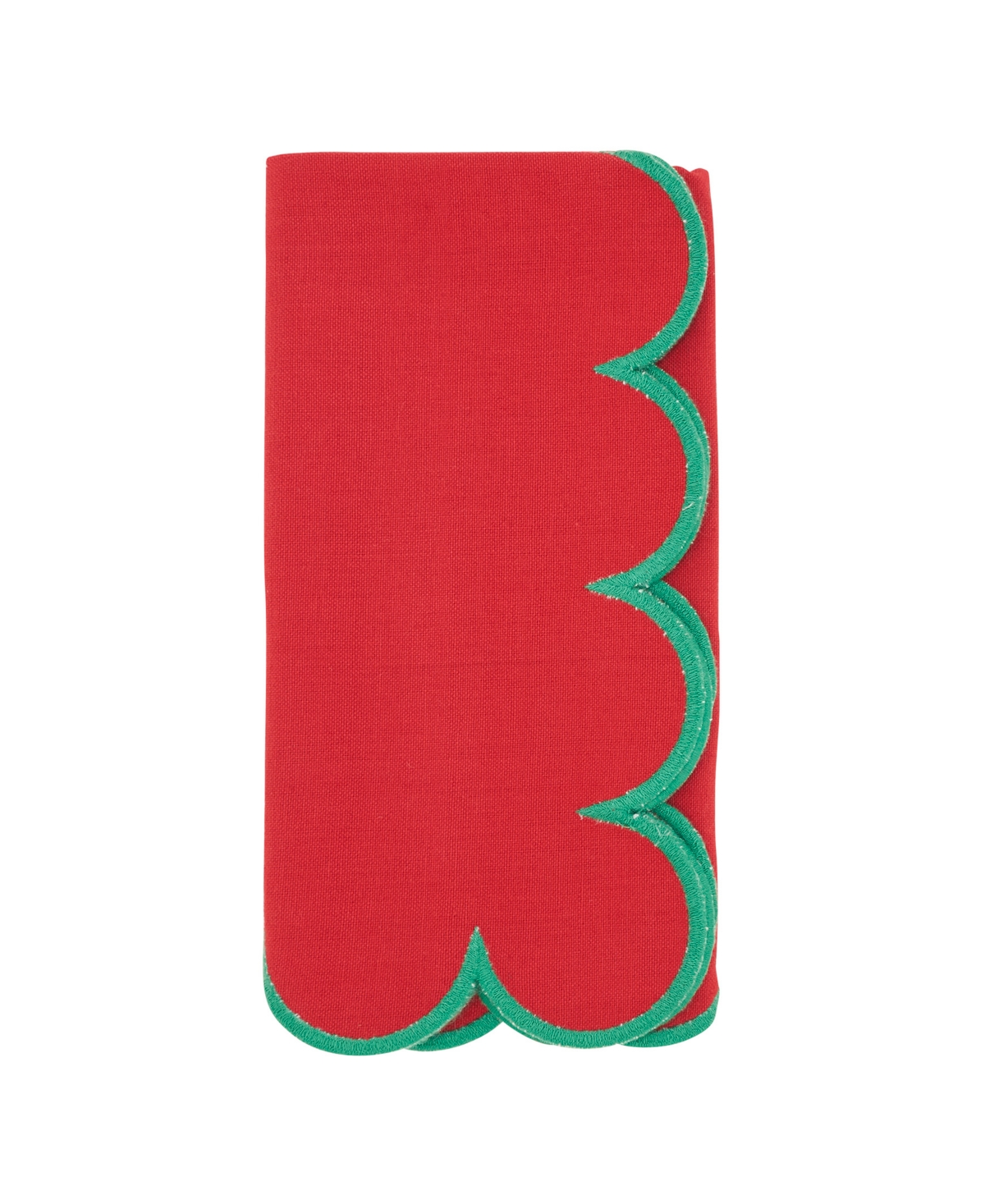 Saro Lifestyle Sweet Edge Scalloped Napkin, Set Of 4 In Red