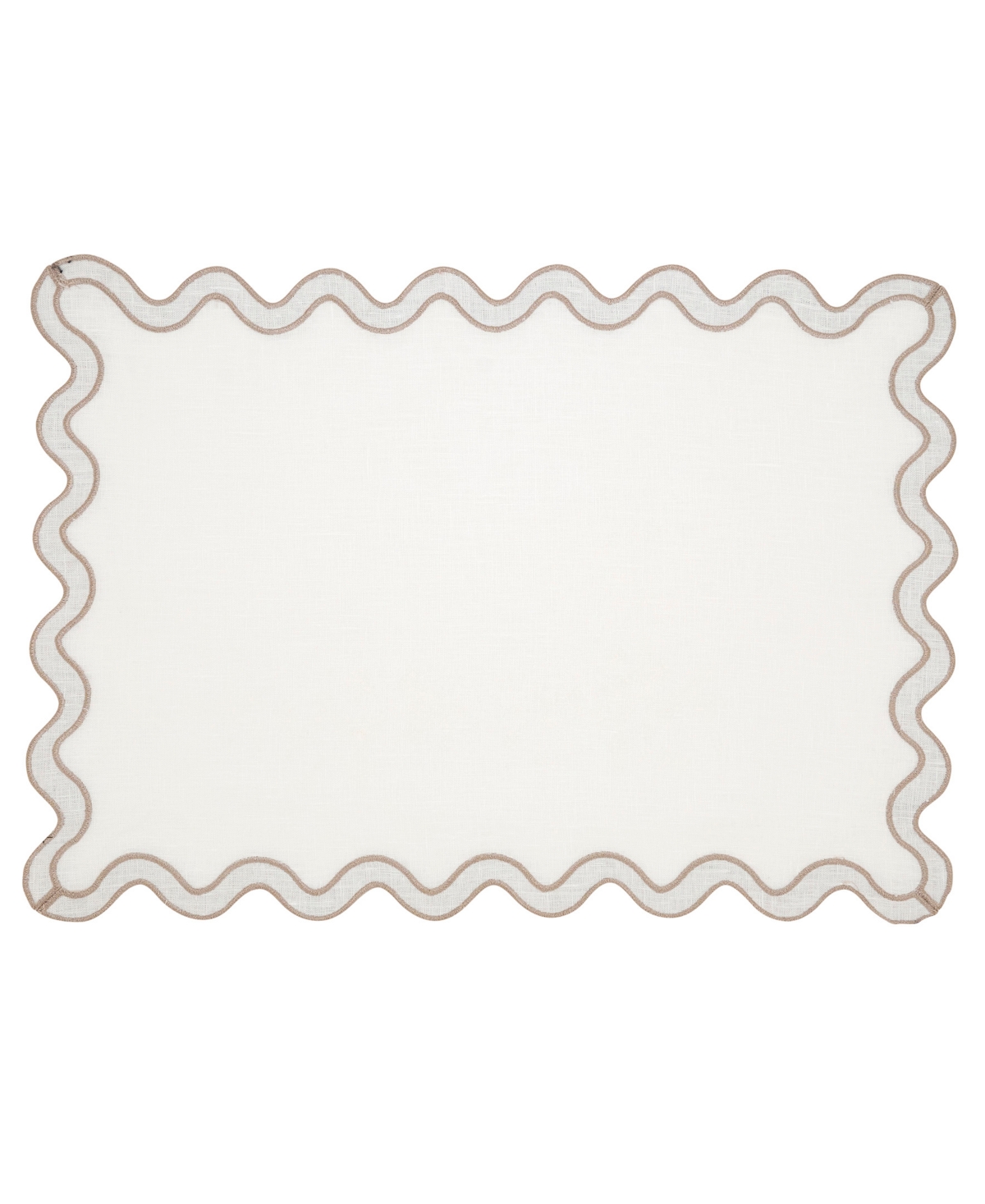 Saro Lifestyle Linen Eco Scallop Border Placemat, Set Of 4 In Brown