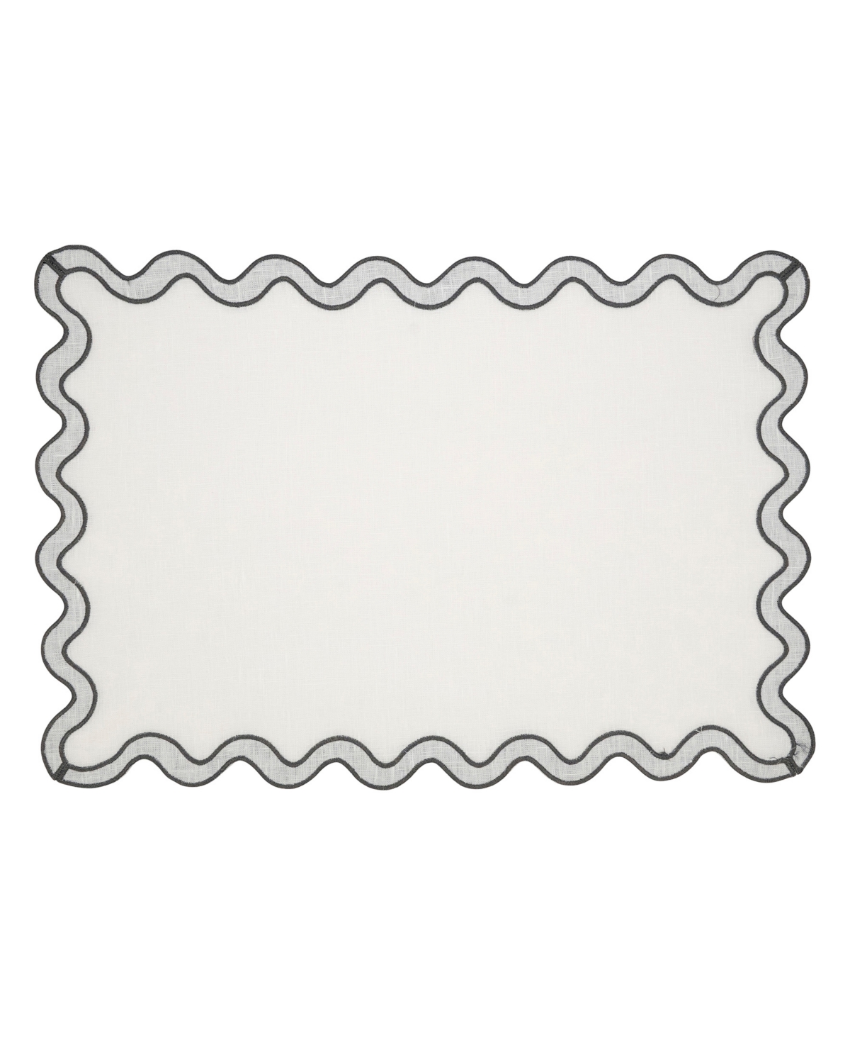 Saro Lifestyle Linen Eco Scallop Border Placemat, Set Of 4 In Gray