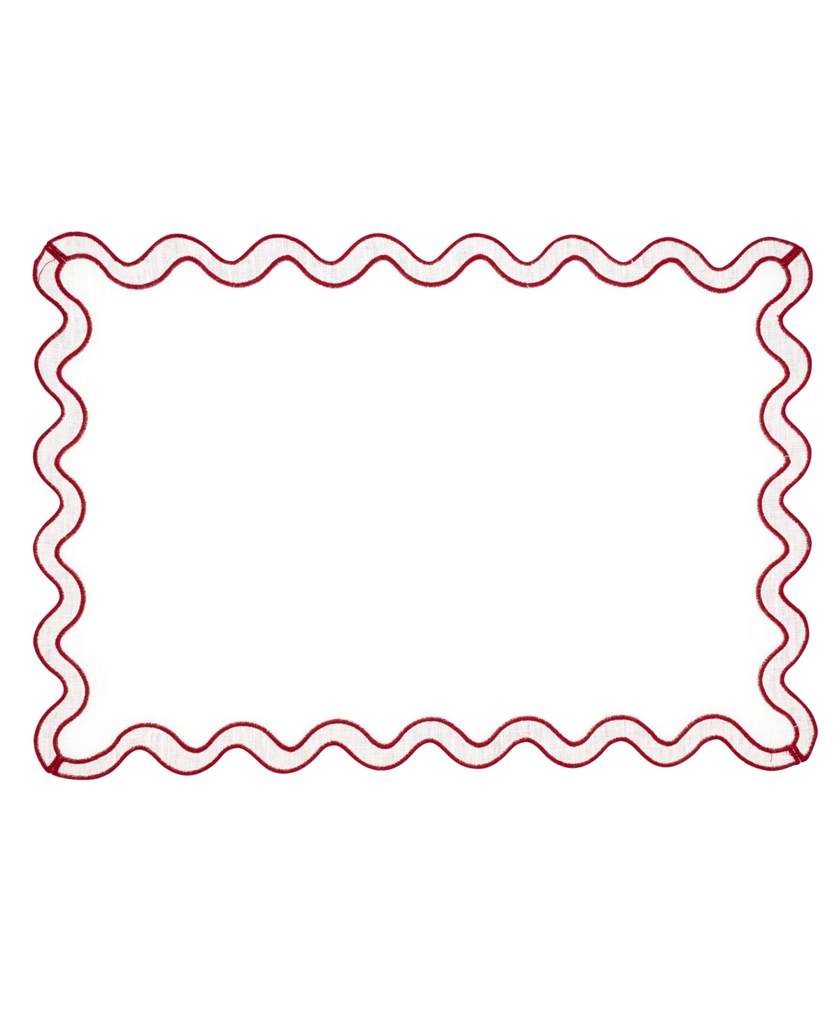 Saro Lifestyle Linen Eco Scallop Border Placemat, Set Of 4 In Red