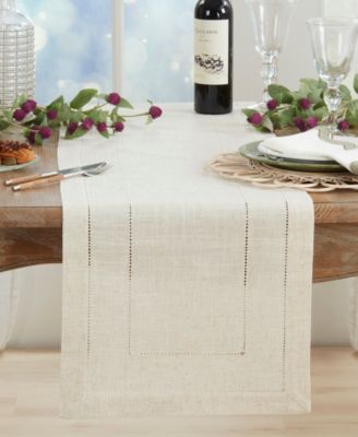 Linen Blend Toscana Double Hemstitched Table Runner, 16" x 54"
