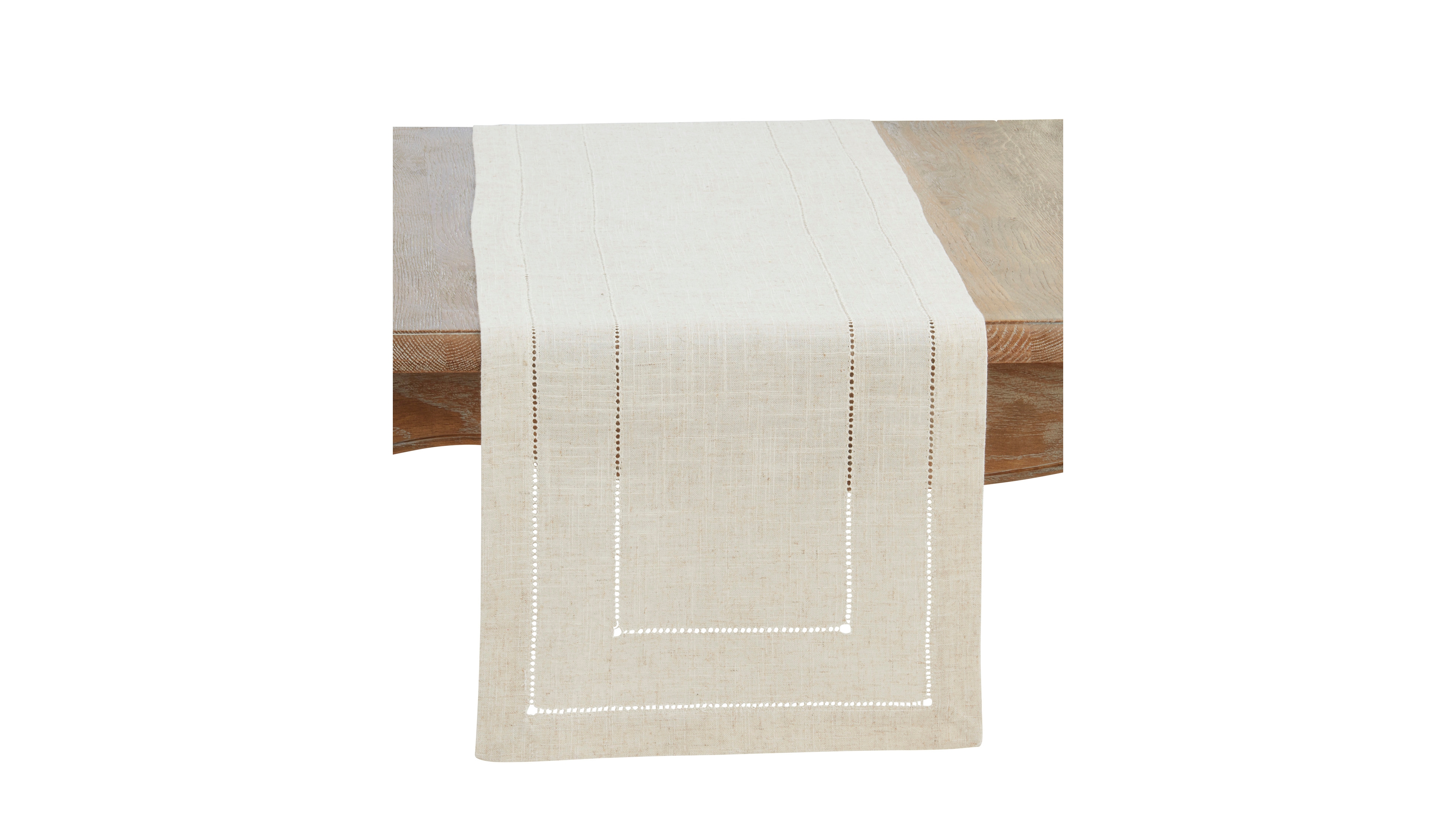 Saro Lifestyle Linen Blend Toscana Double Hemstitched Table Runner, 18" x 108"