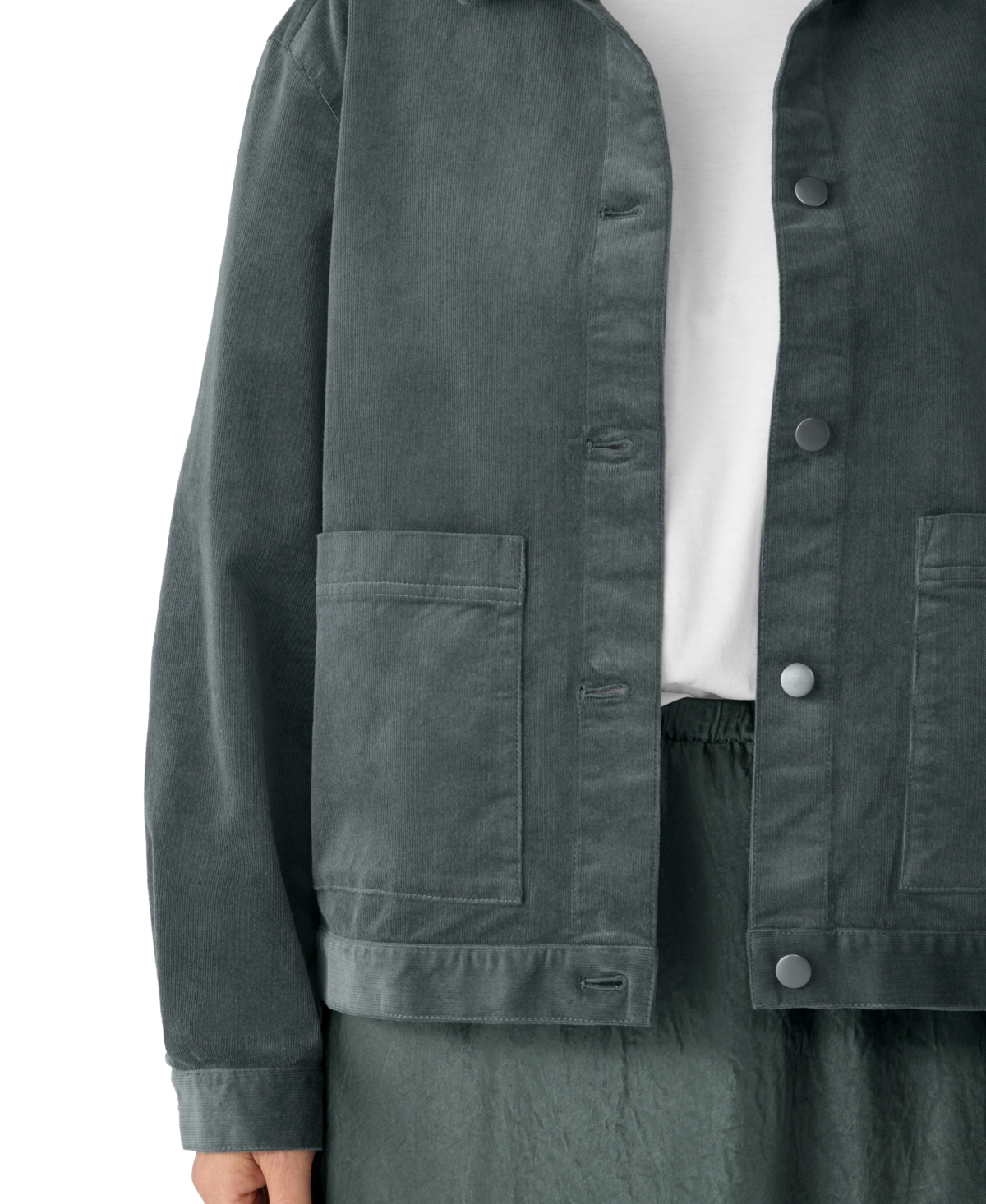 Eileen Fisher Organic Cotton Stretch Corduroy Jacket In Green