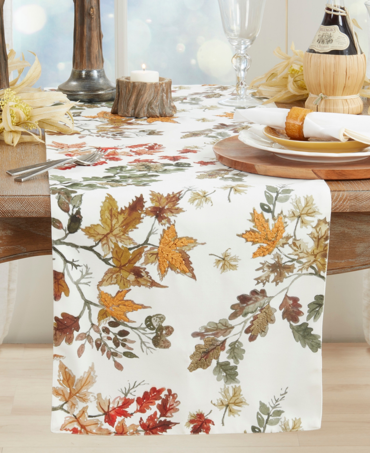 Saro Lifestyle Fall Leaves Table Runner, 16" x 72"