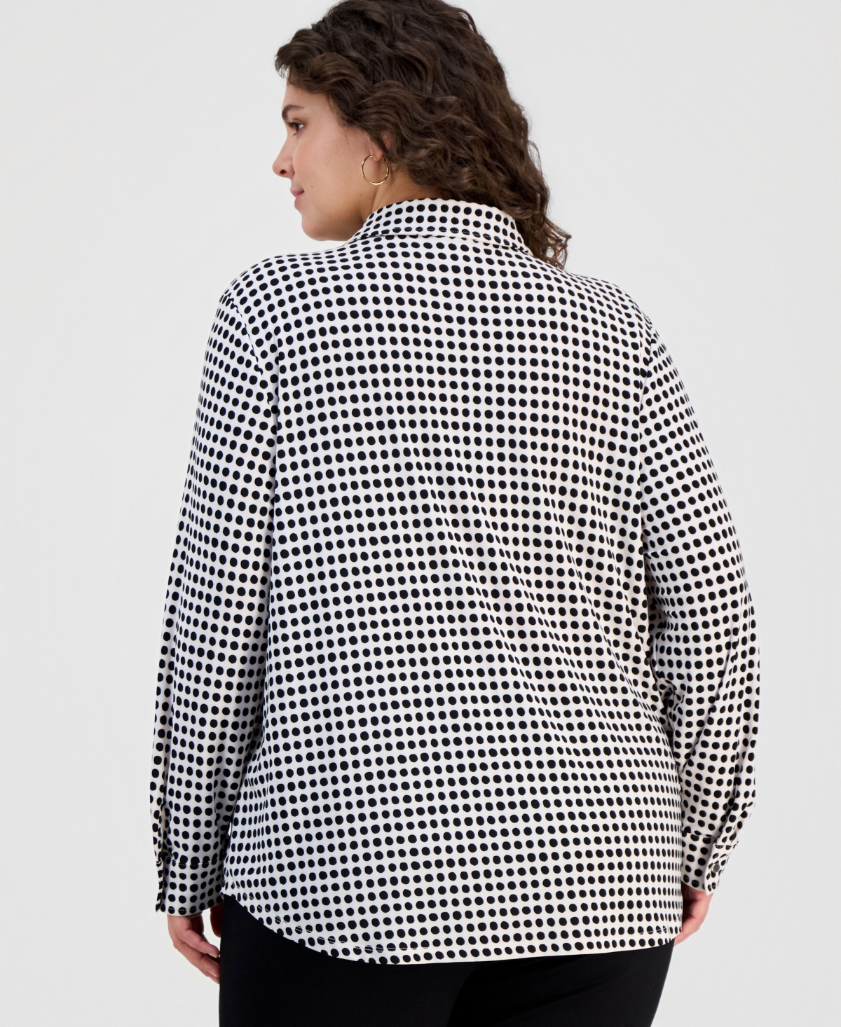 Anne Klein Plus Printed Long-Sleeve Blouse