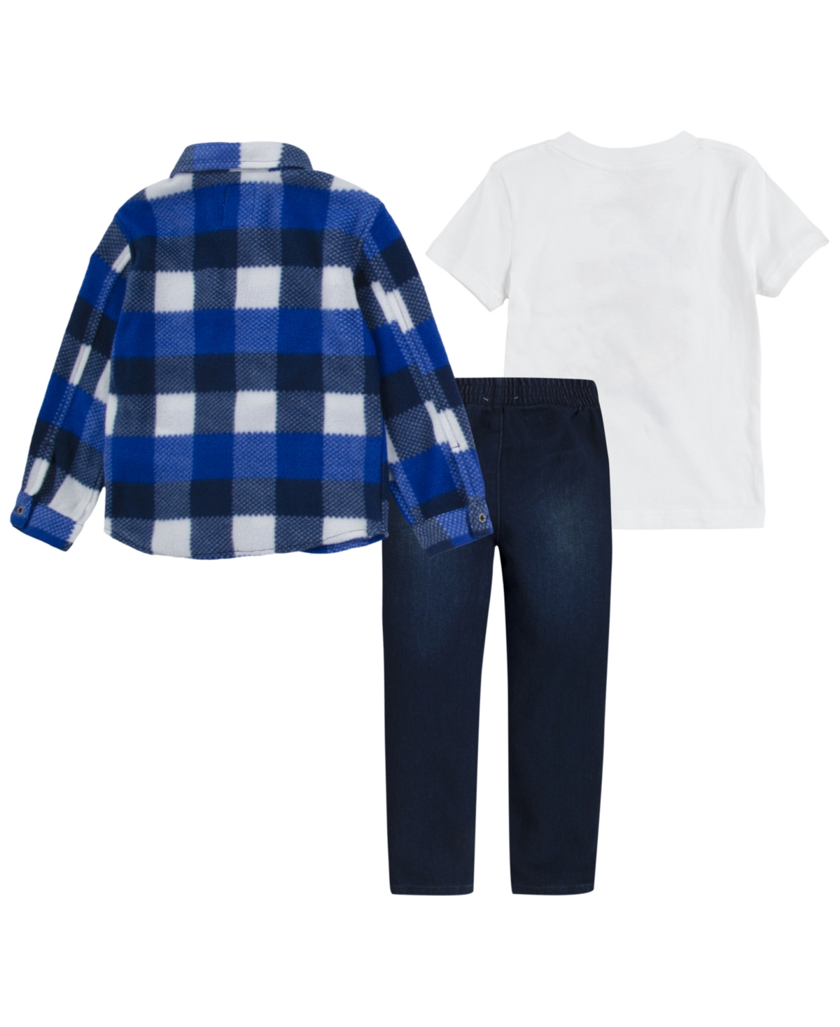 Levi's Boys Toddler 2t-4t Plaid Button Up Shirt, T-shirt And Pants, 3-piece Set In Multi