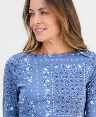 Peite Printed Boat-Neck Pima Cotton Top, Macy's Exclusive 