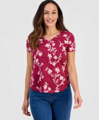 Style & Co - Petite Floral Sketch Perfect T-Shirt