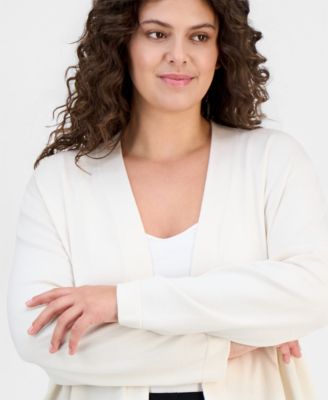AK Anne Klein Plus Size Open-Front Cardigan