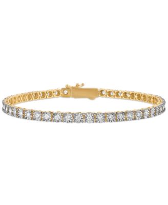Esquire Men's Jewelry - Lab-Grown Diamond (2 ct. t.w.) Bracelet in Yellow Rhodium Plated Sterling Silver