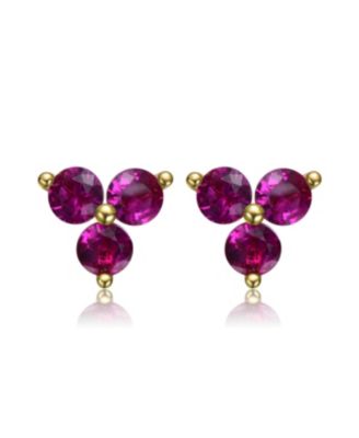 8MM 14k Gold Plated Colored Cubic Zirconia Stud Earrings