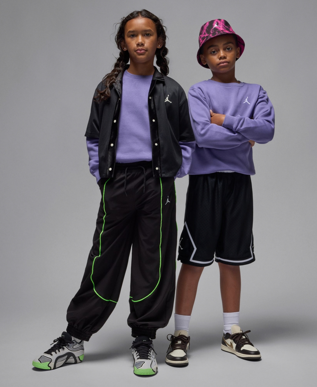 Jordan Girls S-xl Fleece Crewneck with Ribbed Trim Sweatshirt