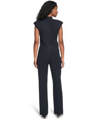 Women's Mock Neck Cap Sleeve Sweater