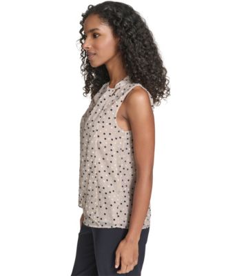 Women's Textured Tie Neck Top