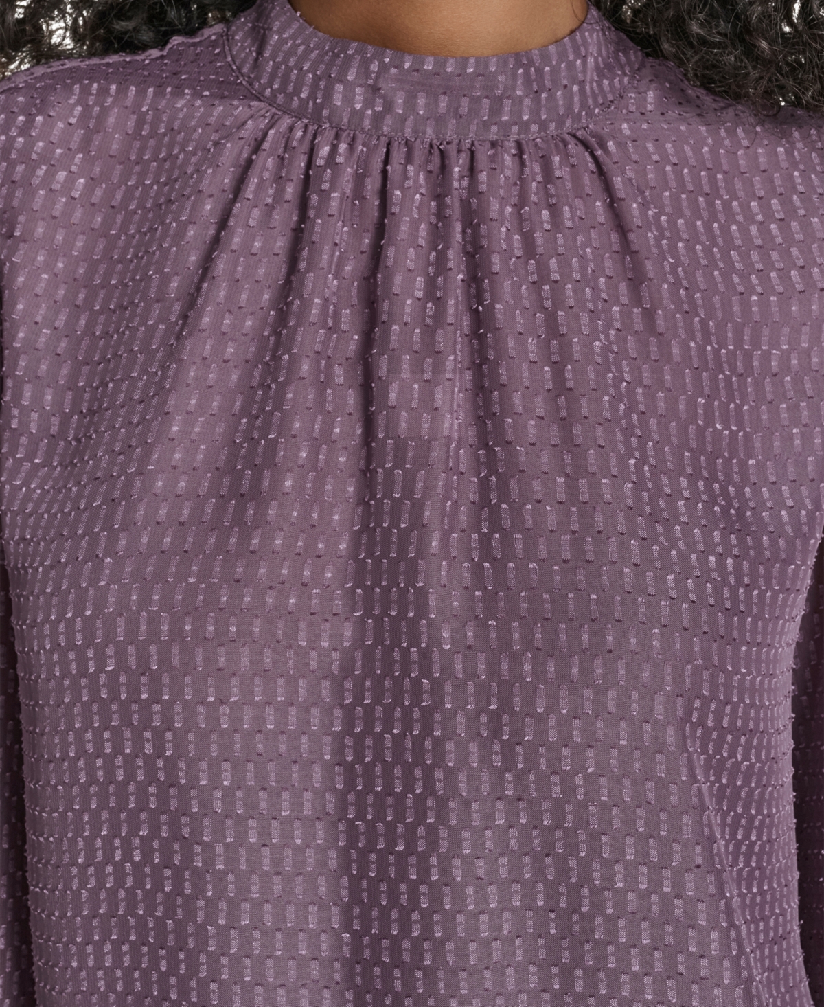 Calvin Klein Women's Textured Long Sleeve Top In Purple