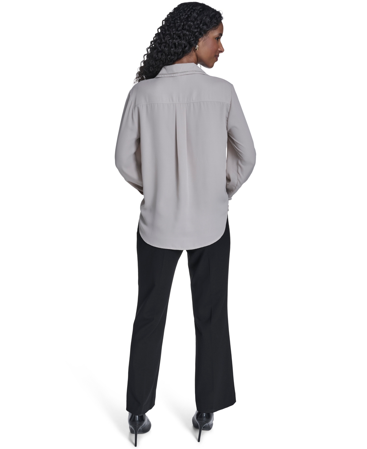 Calvin Klein Women's Decorated Button-down Top In Gray
