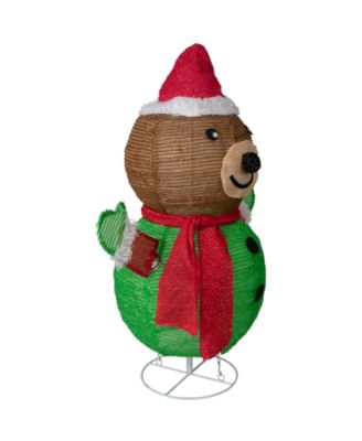 25" Pop-up Bear Wearing Santa Hat Outdoor Christmas Decoration