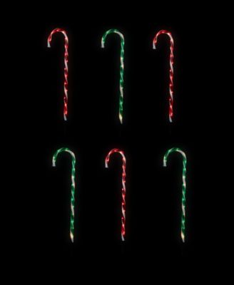 Lighted Outdoor Christmas Candy Cane Pathway Markers, Set of 6