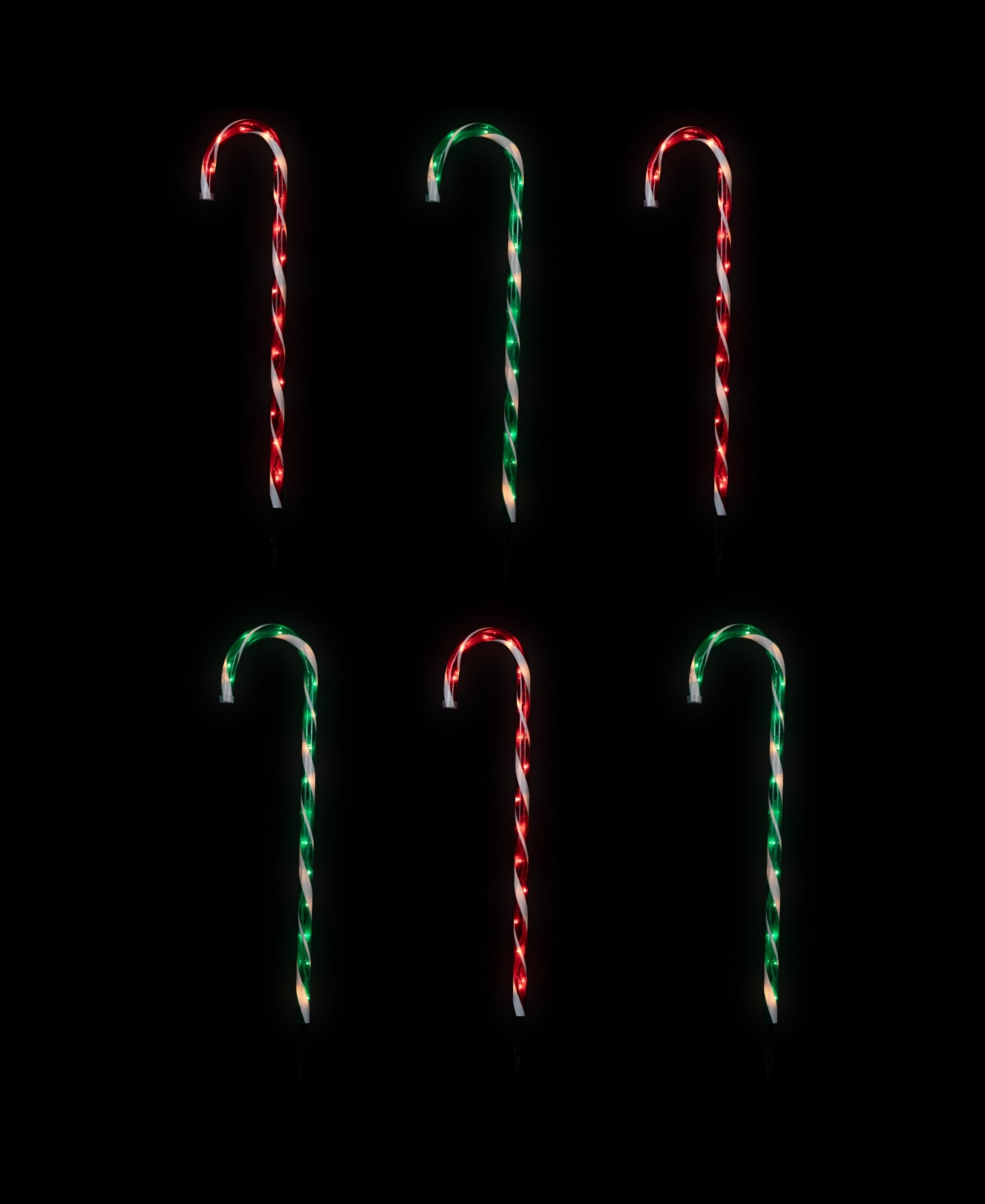 Northlight Lighted Outdoor Christmas Candy Cane Pathway Markers, Set Of 6 In Multi